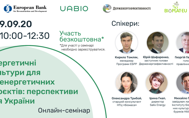 Online seminar “Energy crops for bioenergy projects: prospects for Ukraine”