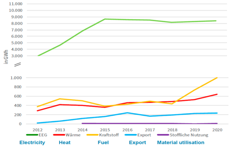 Areas of biomethane use in Germany