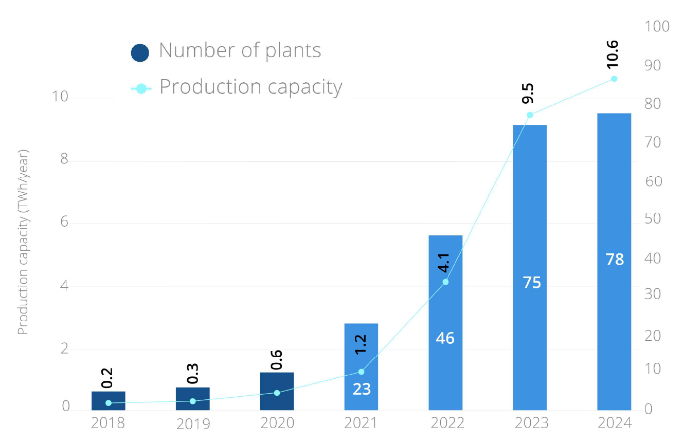 Bio-LNG production capacity in 2024