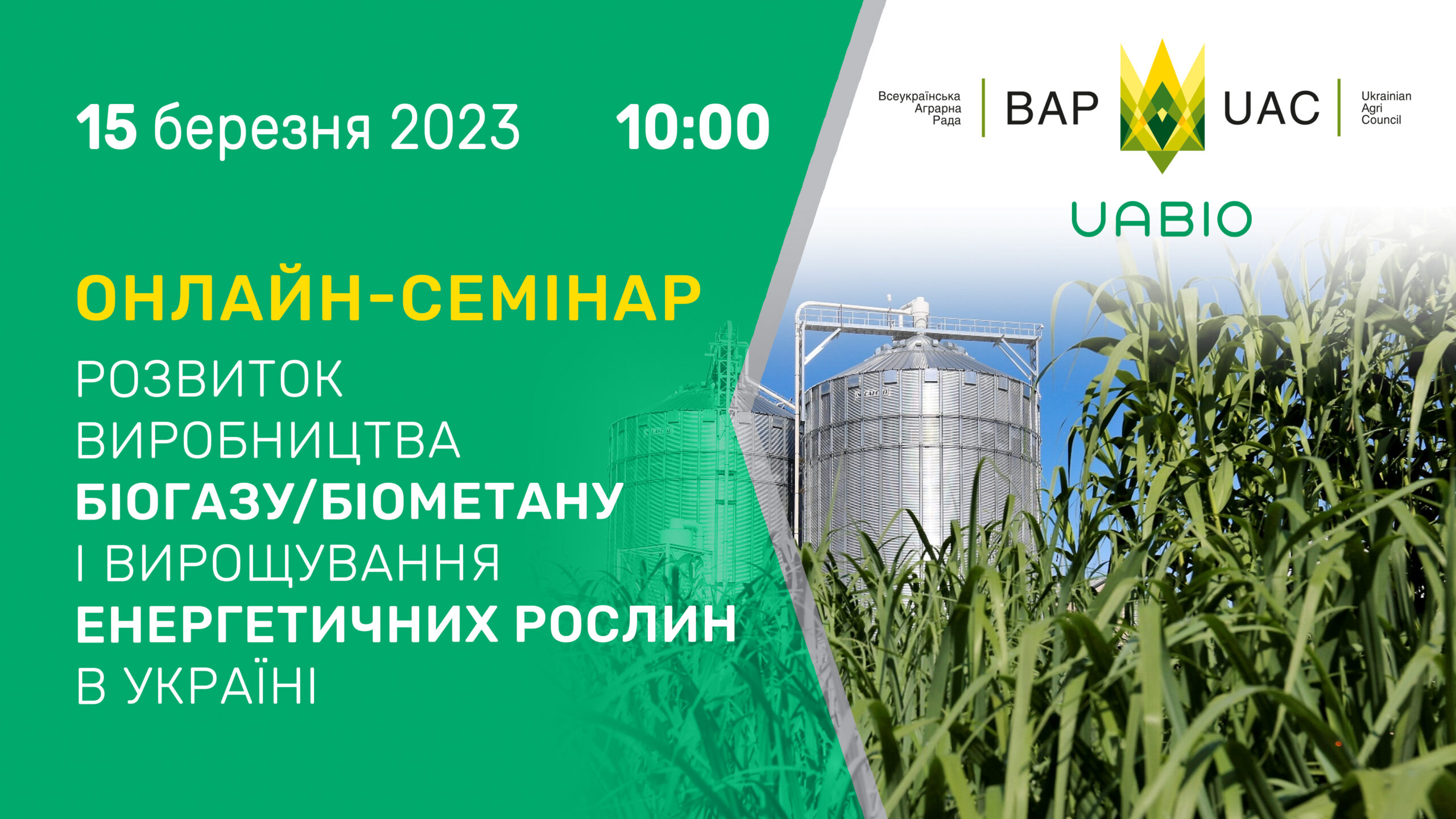 Розвиток виробництва біогазу/біометану і вирощування енергетичних рослин в Україні