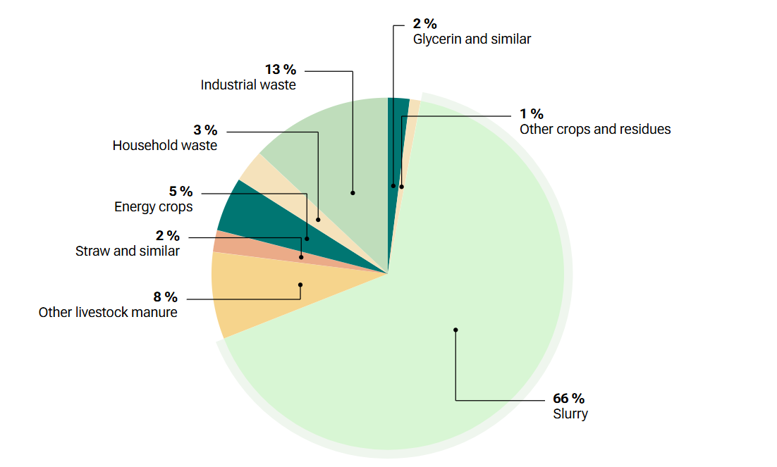 Biomass input composition at agricultural biogas plants, 2021-2022