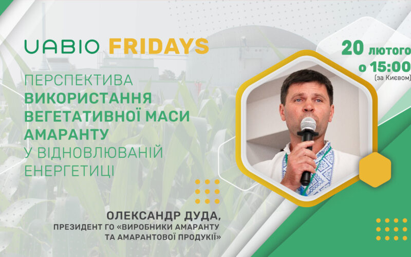 Олександр Дуда: Перспектива використання вегетативної маси амаранту у відновлюваній енергетиці