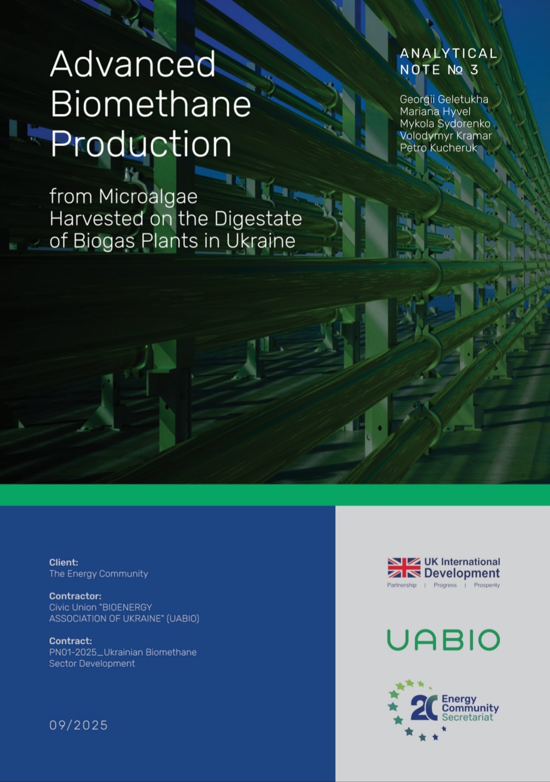 Analytical Note No. 3: Advanced biomethane production from microalgae harvested on digestate of biogas plants in Ukraine