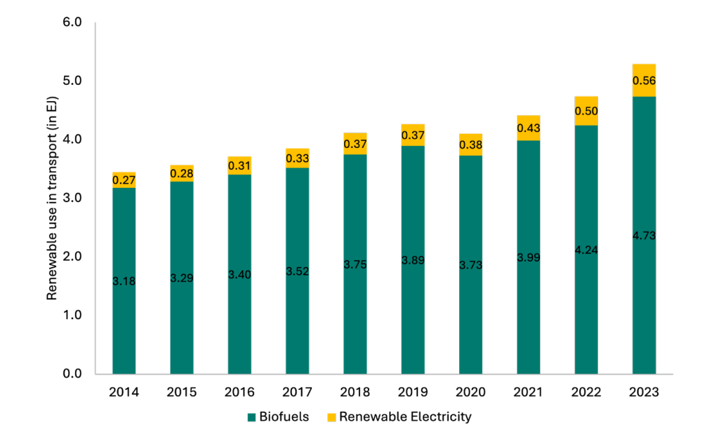 Renewable Energy Use in Transport. Source: IEA.