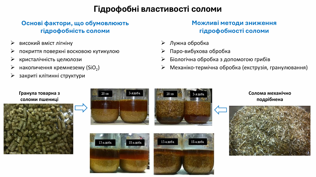 Можливі методи зниження гідрофобності соломи
